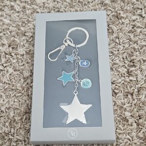Things Remembered Silver and Blue Star Keychain